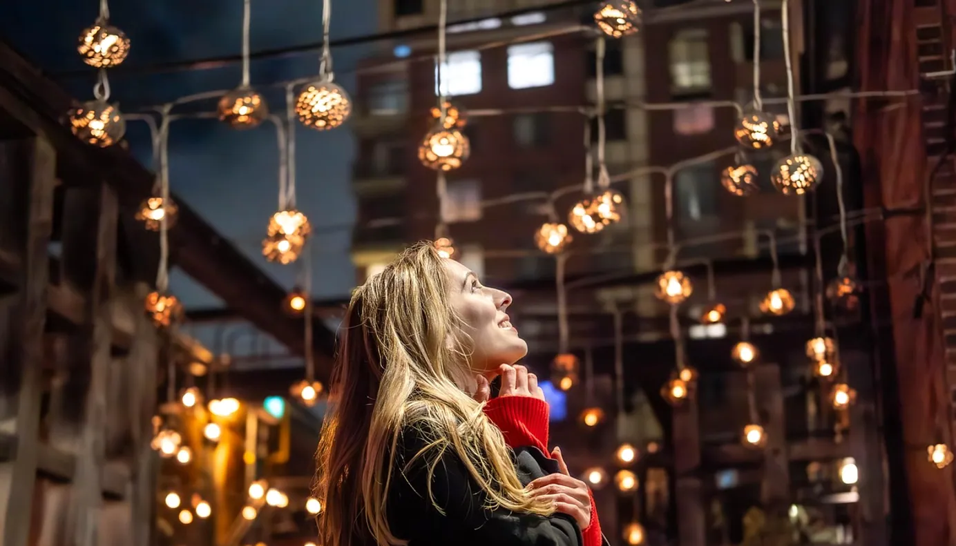 Woman, lights and fashion