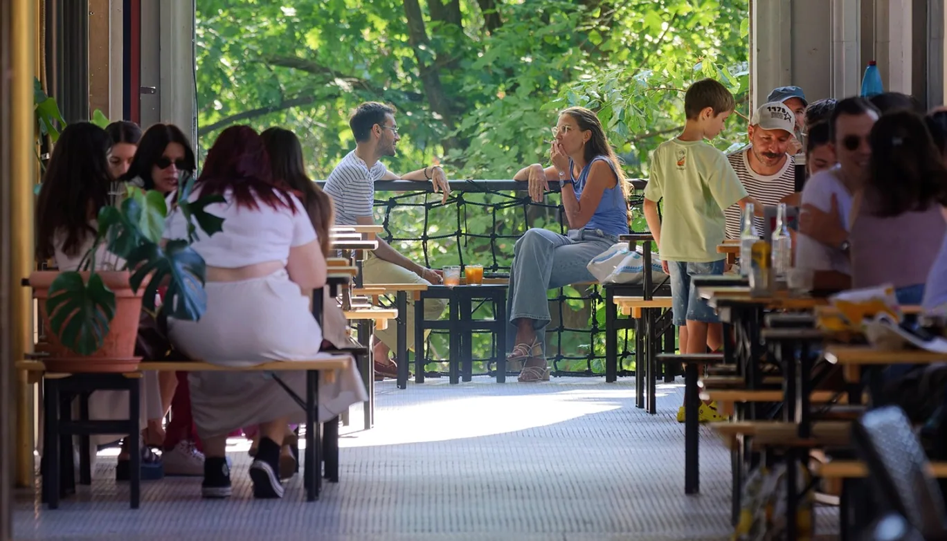 People, terrace and restaurant